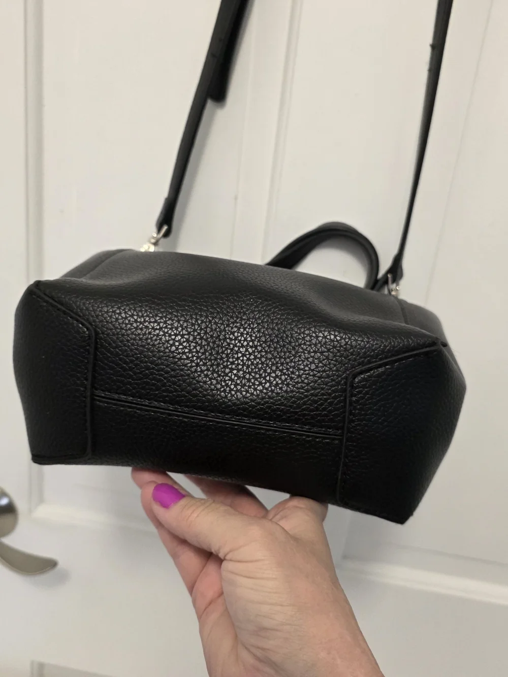 Steve Madden Black Pebble Grain 100% Polyvinyl Bucket/Crossbody Bag